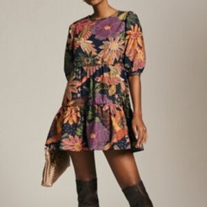 NWOT FARM Rio Floral Jungle Bird Macaw Mini Dress Small